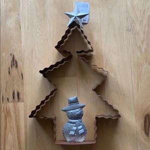 Metal Christmas tree with snowman